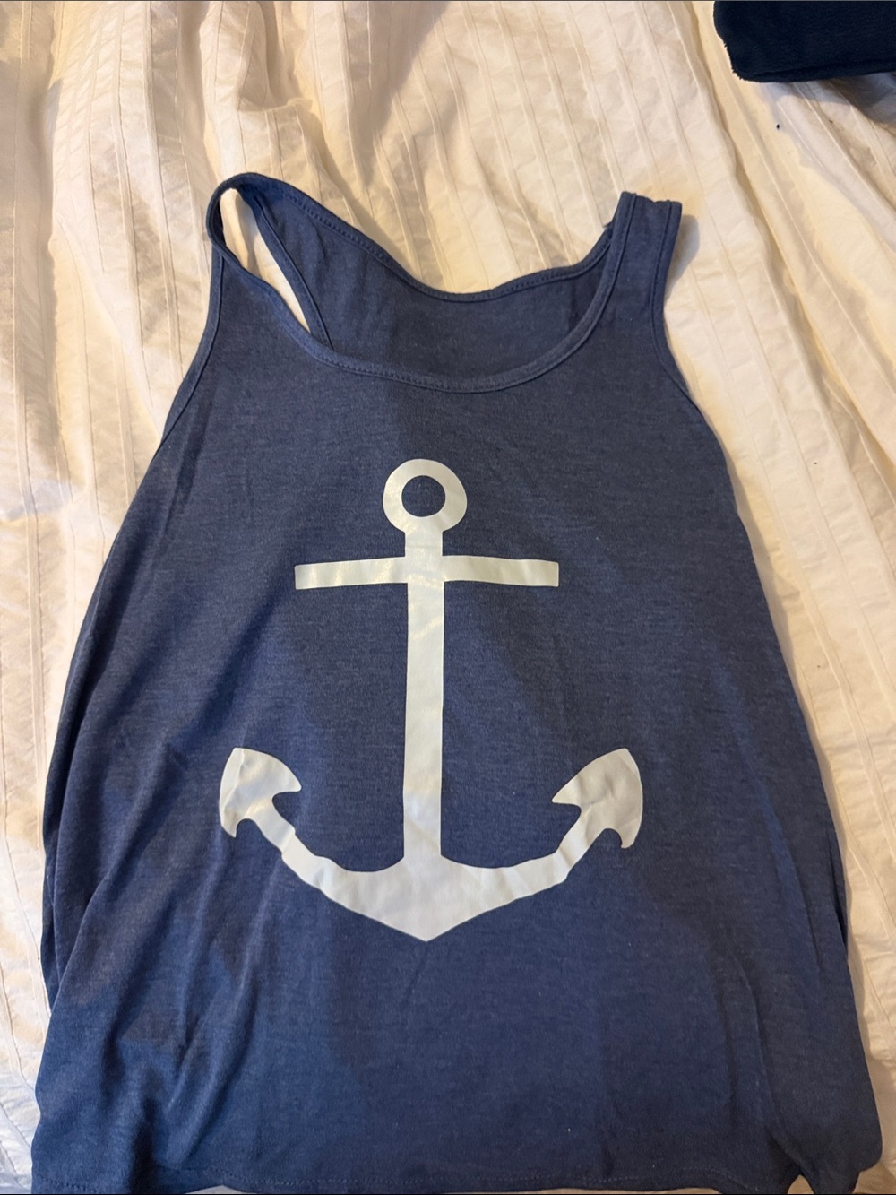 Navy Anchor Graphic Tank Top by